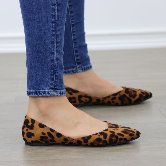 Leopard Print Vegan Suede Slip On Flats - Picture 8 of 16